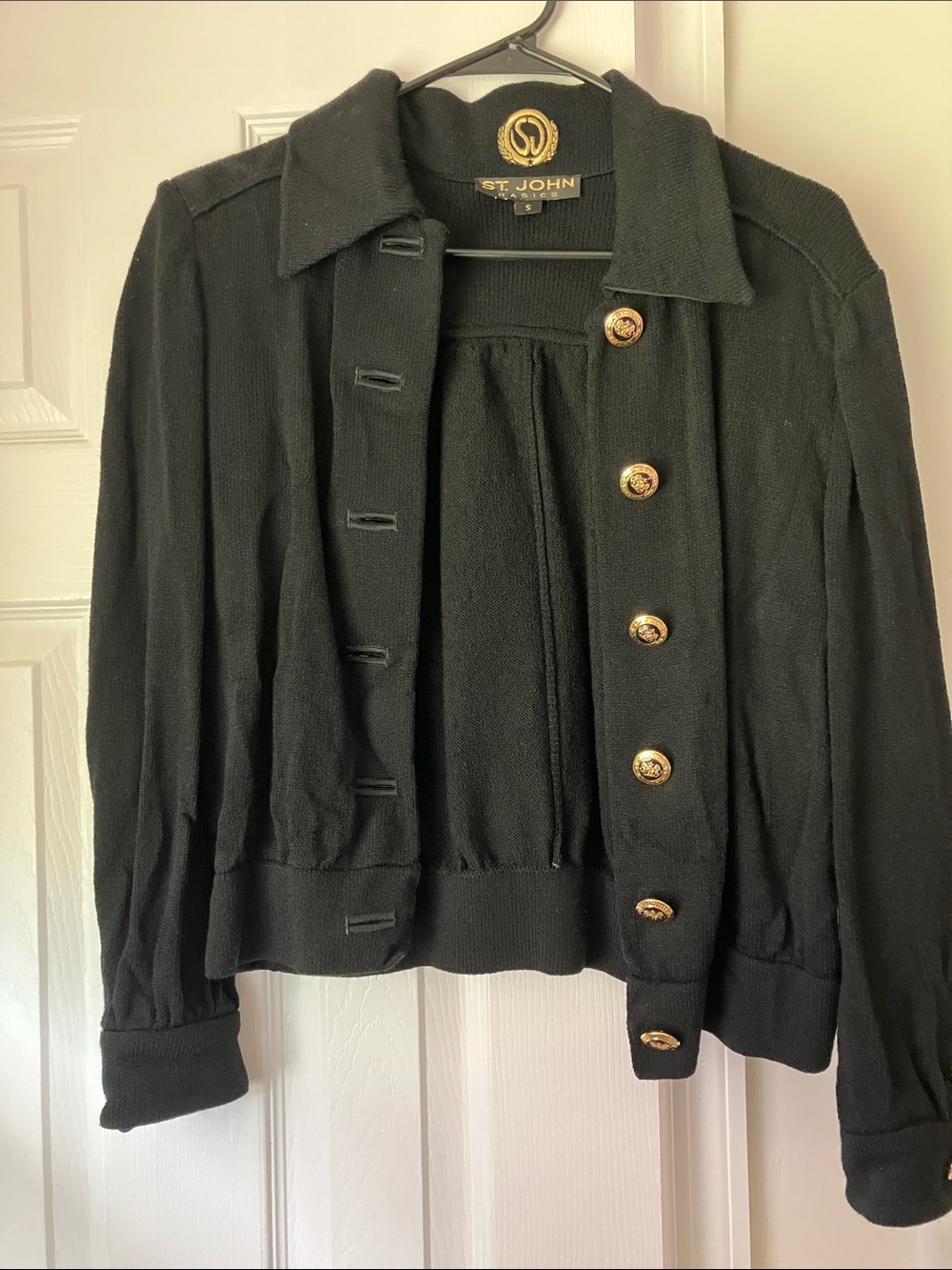 St. John Black Knit Button-Front Jacket